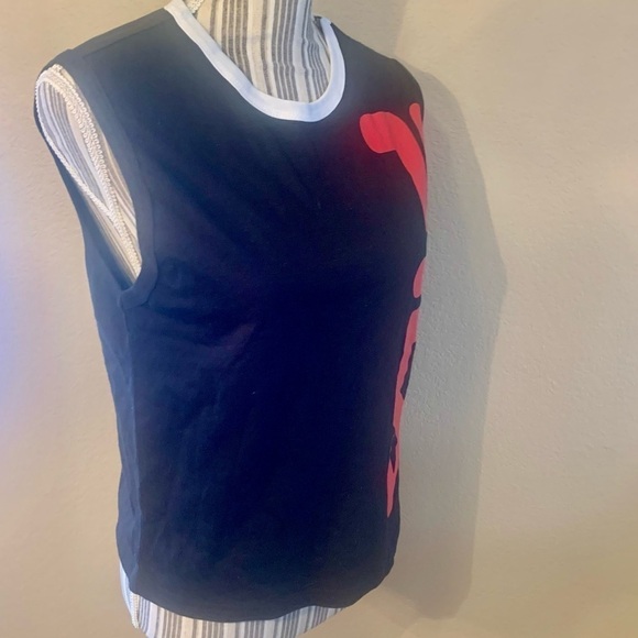 FILA Muscle Top Large (Girls /Unisex) FILA Logo Black Red 100% Cotton Tank - Picture 2 of 14